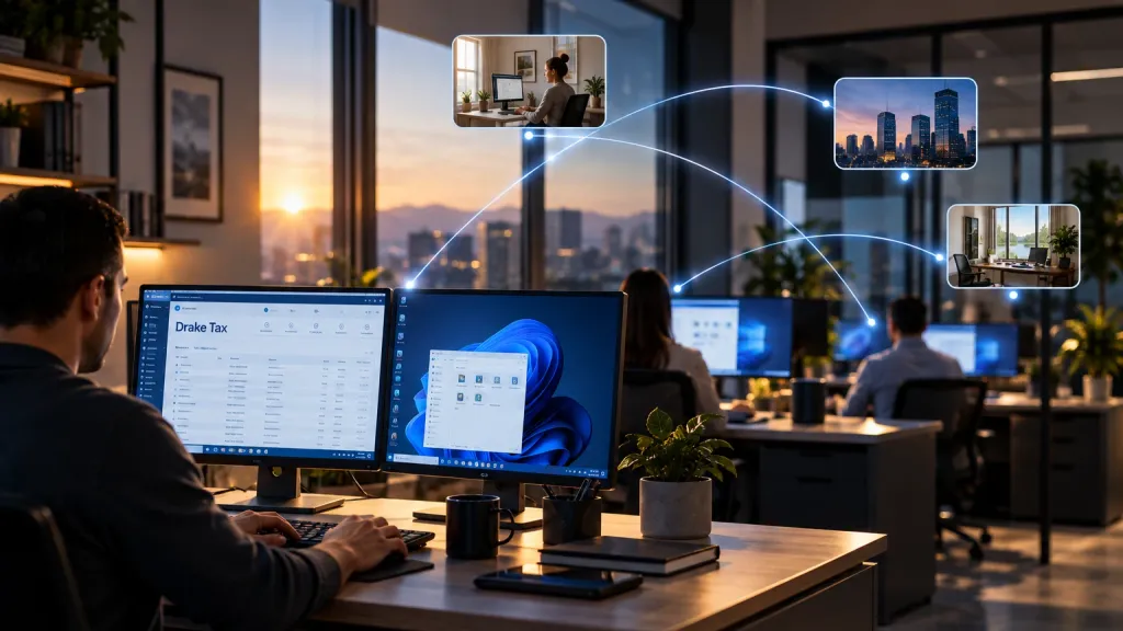 Secure cloud desktop for a tax firm